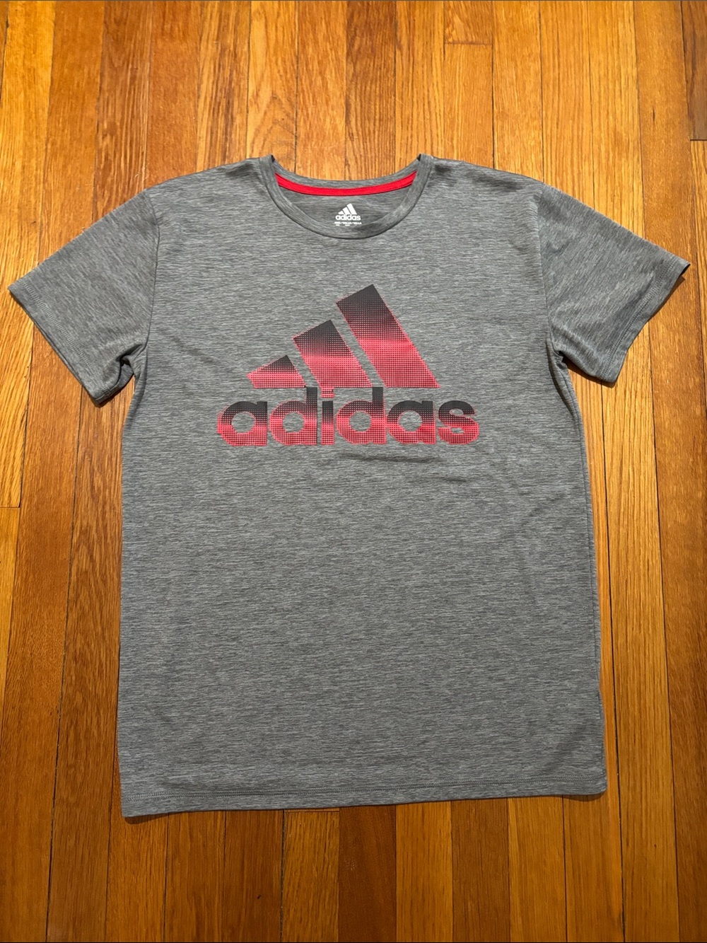 adidas Gray Tee with Red Gradient Logo
